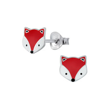 Fox Stud Earrings / Sterling Silver  Enamel / Hypoallergenic
