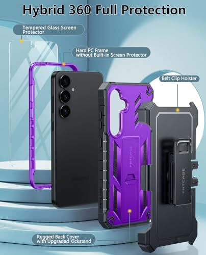 for Samsung Galaxy S24 Case: Military Shockproof Protective Phone Cover Purple - Afbeelding 2 van 7
