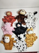Lot Of 8 Oriental Trading Company Plish Creations Animal Hand Puppets Vintage 