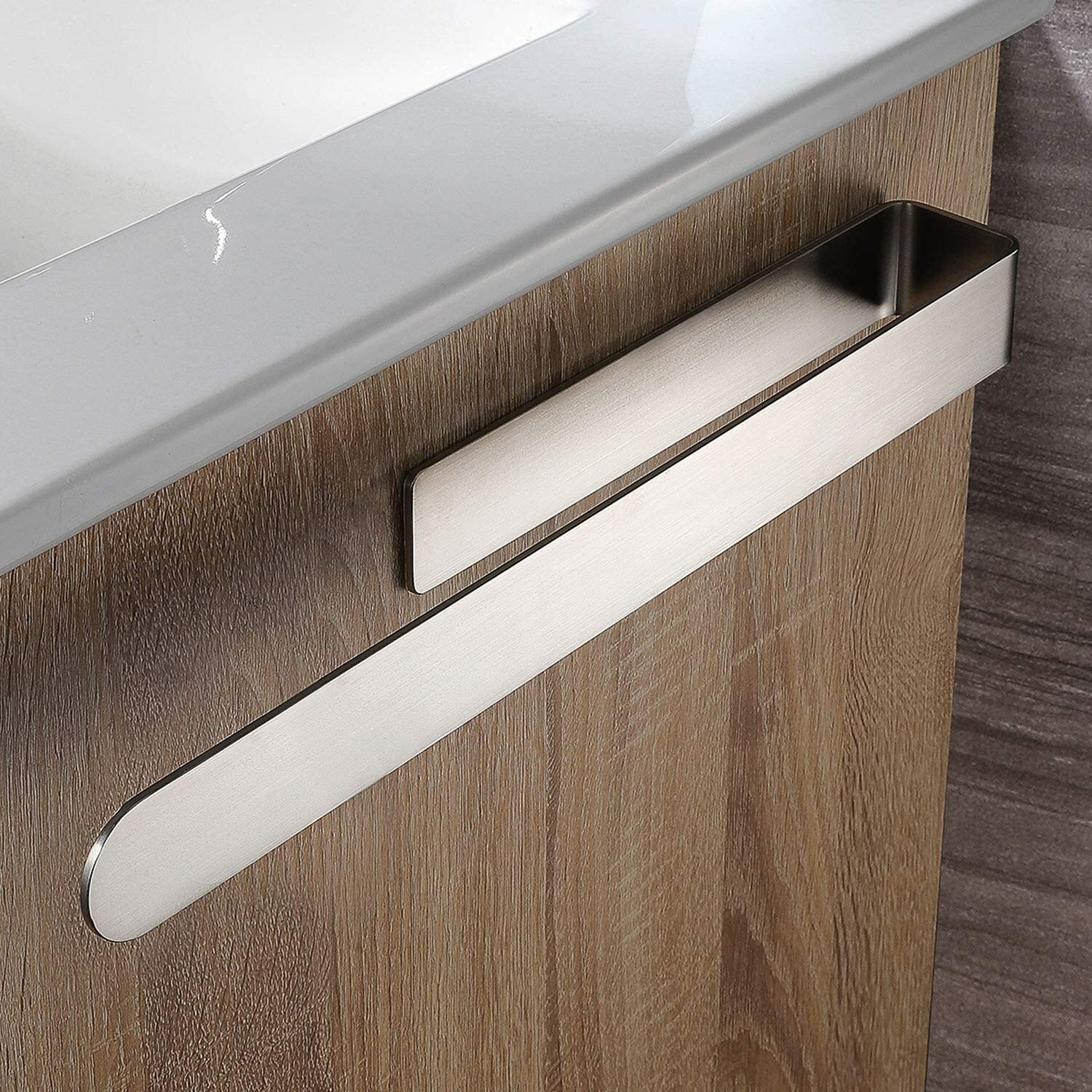 Porte-serviettes en acier inoxydable brossé premium, fixation adhésive 30cm