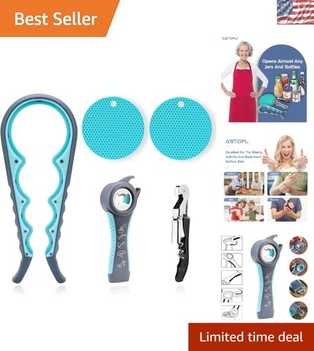 Multi-Functional 5-in-1 Jar Opener and Corkscrew - Ideal for Senior Independence