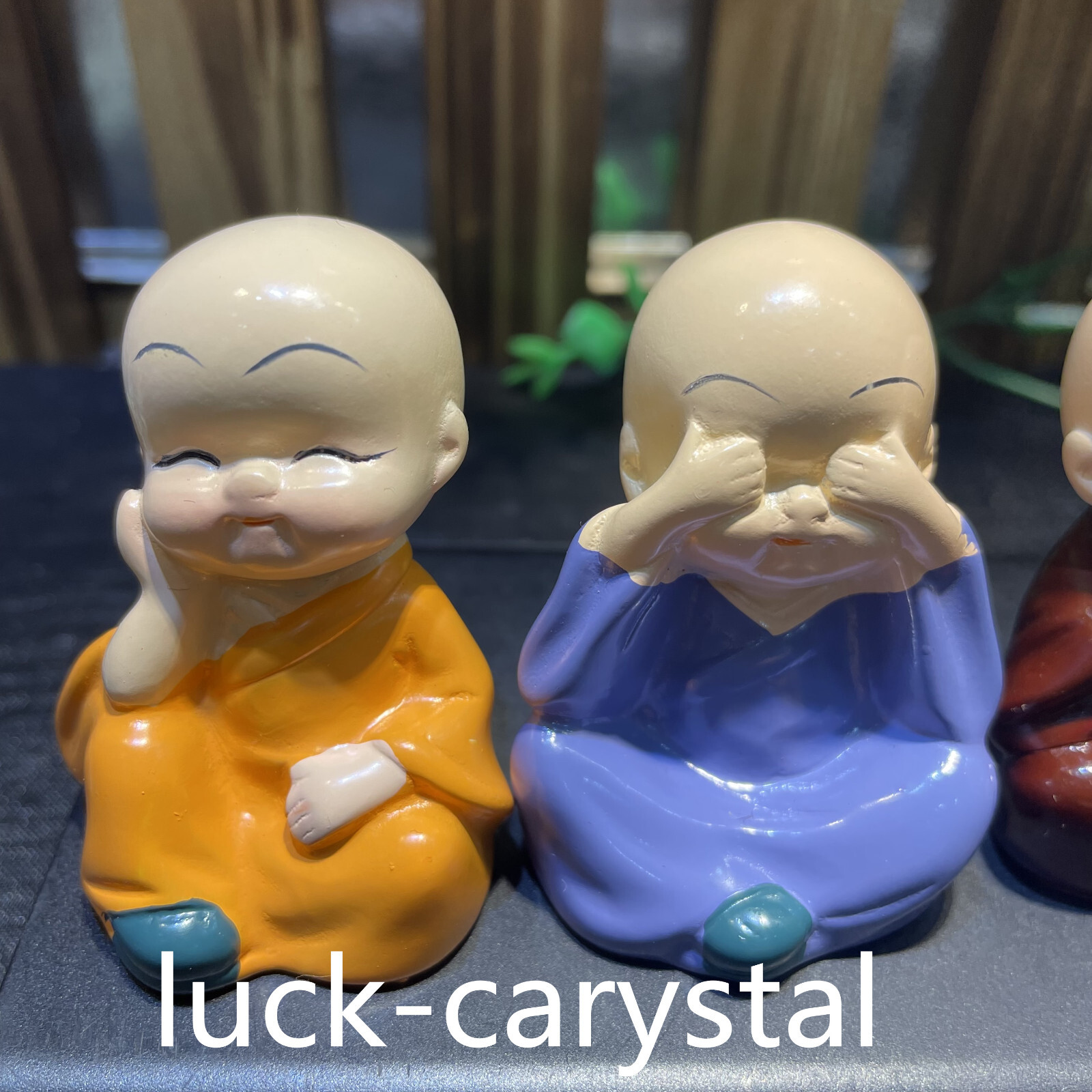 195g Hand Carved Ceramic Monk Decorations Reiki Healing Gift.4PC.B18E