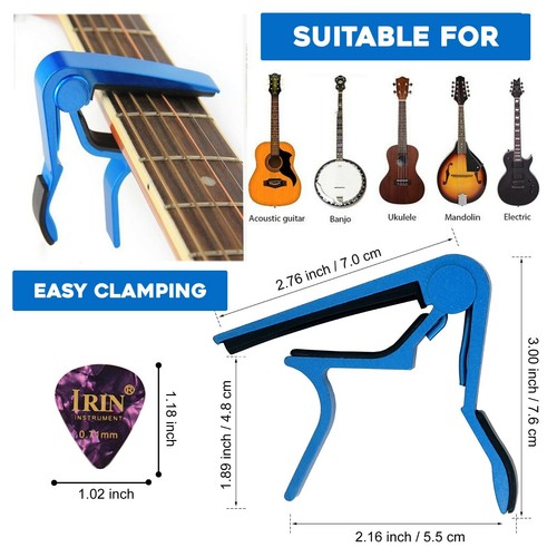 Adore Pro Quick Change Guitar Capo and Picks 5Pcs Celluloid Variety Pack Medium - Picture 21 of 48