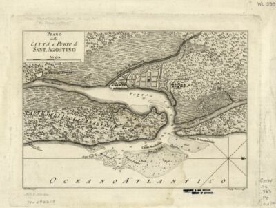 18'' x 24'' 1763 Map of Piano della cittÃ , e porto di Sant'. Agostino. Florid