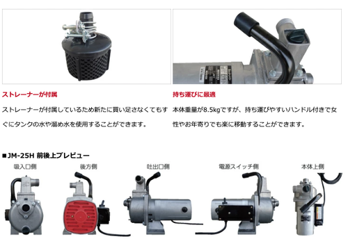 KOSHIN 750W Motor Water Pump JM-25H 120L/min AC100V 50/60Hz 1H Use