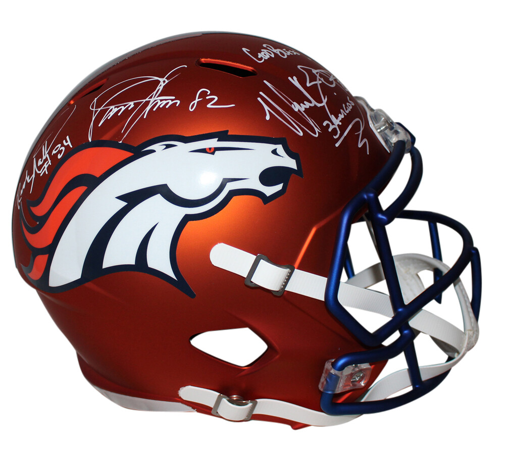 Three Amigos Autographed/Signed Denver Broncos F/S Blaze Helmet