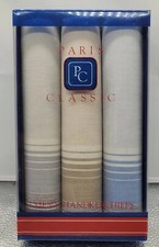 NOS 3 Pack Paris Classic Multicolored Men's Cotton Handkerchiefs Very Stylish