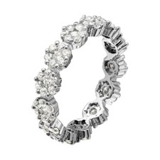 Sterling Silver Ladies CZ Stones Flower Eternity Ring