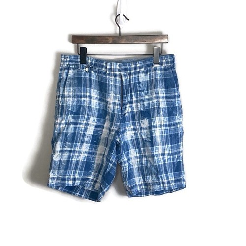 POLO RALPH LAUREN Herren blau indische Madras Leinen Shorts Größe 33 kariert Golf Strand - Bild 1 von 13