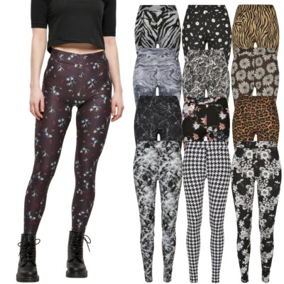 Urban Classics Ladies Soft AOP Leggings Hose Sporthose Yogahose Freizeit Slim    - Bild 1 von 4
