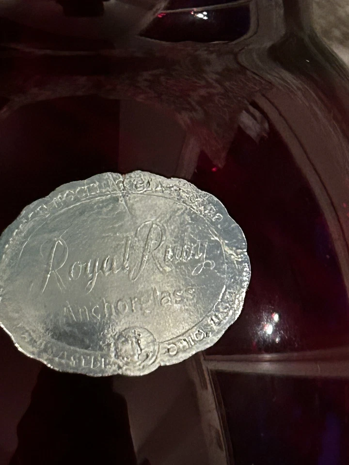 Anchor Hocking ROYAL RUBY red GLASS VASE flare rim OVAL bulb Base 7” Tall - Image 2 of 4