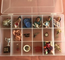 Vintage Lot Miniature Plastic Dolls Italy Kitchen Food Dishes Ginny Bucket Etc