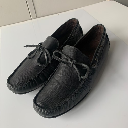 BACCO BUCCI Muse Black Leather Bow Loafers Driver Shoes Men's Sz 11 Made ITALY - Picture 3 of 11