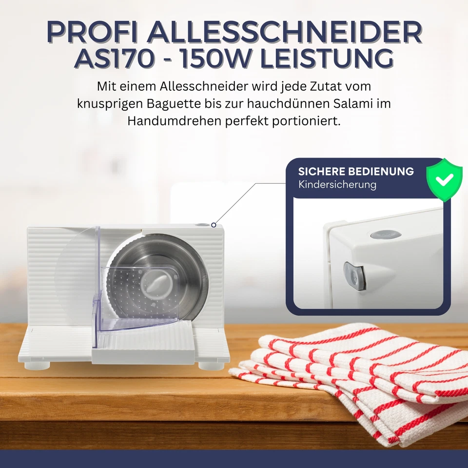 Allesschneider elektrische Brotschneidemaschine AS170 150W klappbar BPA-Frei - Bild 4 von 4