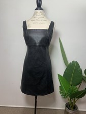 The Drop Women's Hank Square-Neck Sleeveless Black Mini Dress Vegan Leather $90