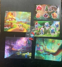 Smurfs mission vileaf bonus cards keychain stickers