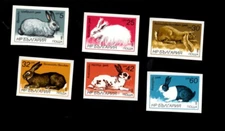 Bulgaria, #3146-51 Harras and Rabbits full set 1986,  imperf., MNH