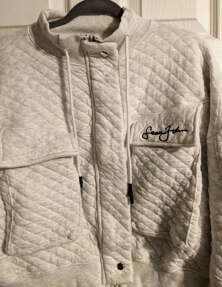 Sean John x Missguided Gray Quilted Jacket US 8 Sporty Cotton Bled Rare  SOLD OUT