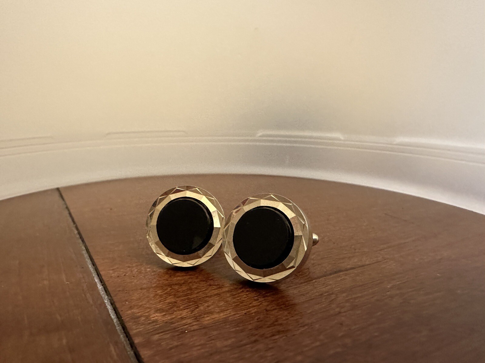 Boutons De Manchette Vintage Hickok - Or Et Noir Avec Monogramme S - Occasion - Pour Homme