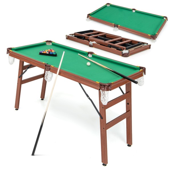 Billardtisch Klappbar Tisch Billiard 138 X 67 X 79,5 Cm Mit 2 Queues, 16 Billard-image