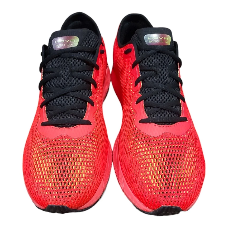 3D Under Armour HOVR Sonic 4 NRG Red Black Bright Neon Phantom  Men 13/Wmn 14.5 - Image 2 of 4
