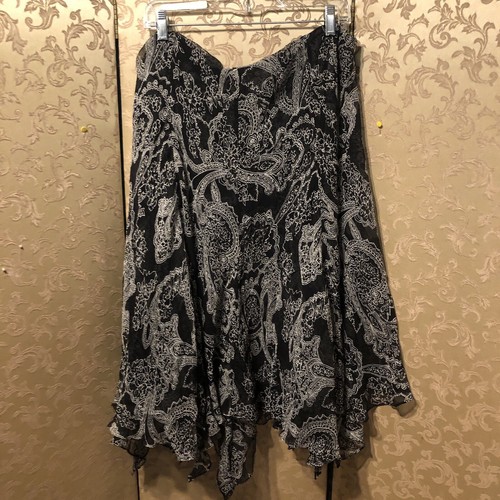Ralph Lauren NWT Black White Paisley Asymmetrical Skirt Size 2X - Picture 3 of 5