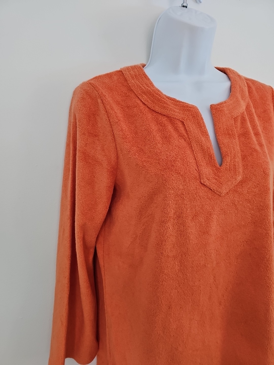 Talbots Pullover Split Neck Terry Tunic Top Orang… - image 4