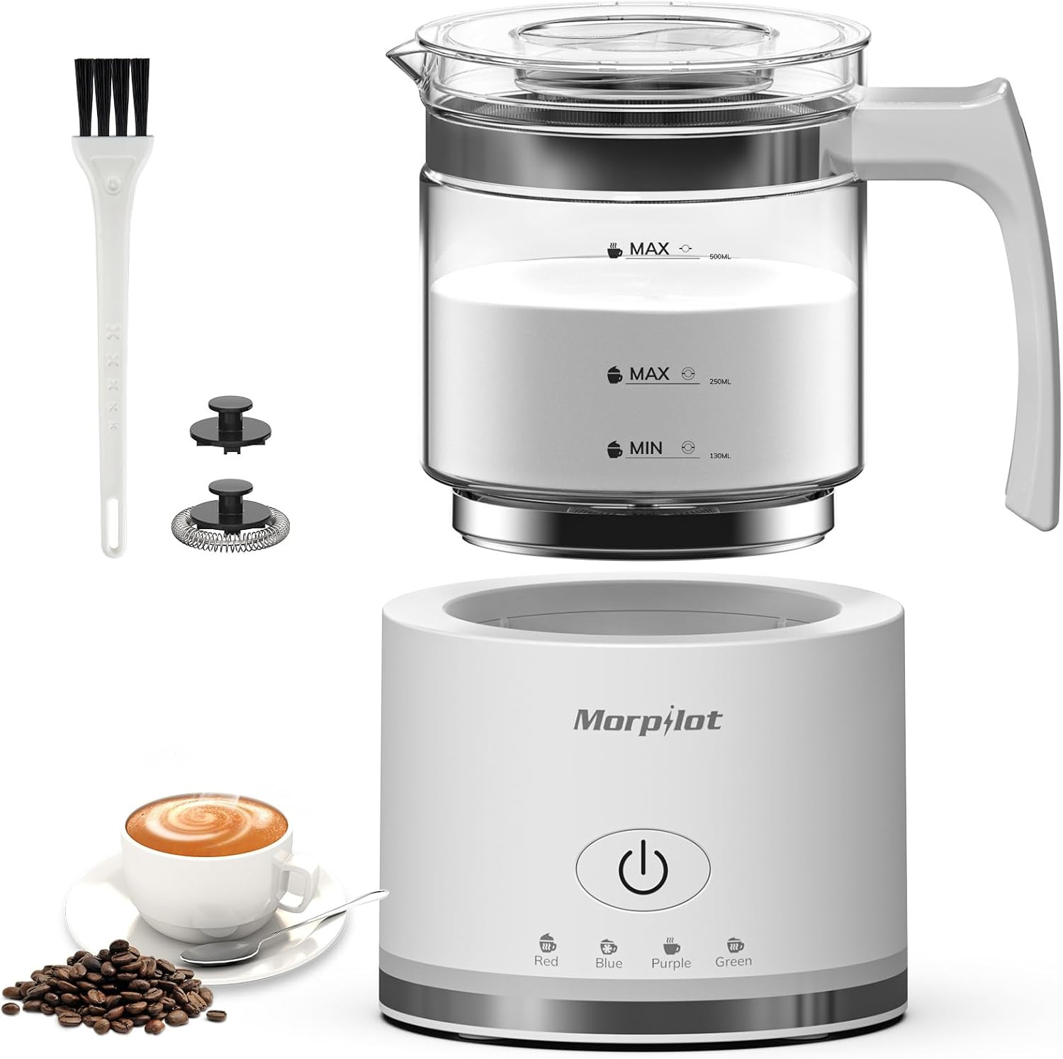 Milk Frother,  Montalatte Elettrico in Vetro, 4 in 1 Funzione, Bello Da Vedere, 