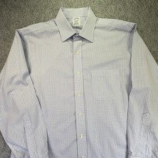 Brooks Brothers dress shirt Classic fit Blue/white plaid 16.5/33