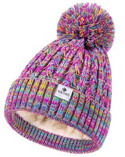 HAITHO Kids Toddler Winter Hat with Pom Pom, 2 Size 2-7 Years Multicolor-01