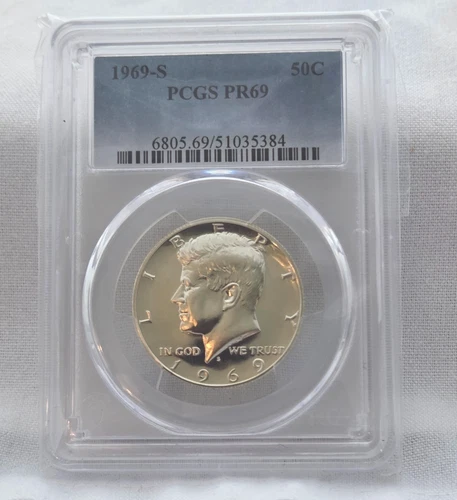 1969 S Clad Proof Kennedy Half Dollar PCGS PR69