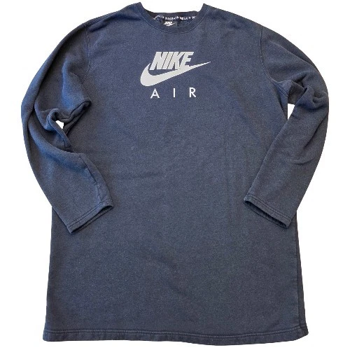 Nike Air Sz L Women's Black Fleece Sweatshirt Crew Neck Dress Loose Fit  - Image 2 of 4