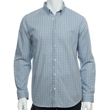 Calvin Klein Plaid Dress Shirt - Mens Sonora Blue Cotton - Long Sleeve Button Do