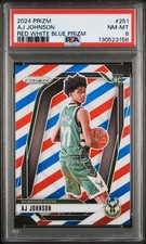 2024 PANINI PRIZM RED WHITE BLUE PRIZM #251 AJ JOHNSON PSA 8