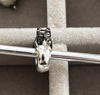 Charm schwarze Katze   925 Silber    kompatible mit Pandora Armband