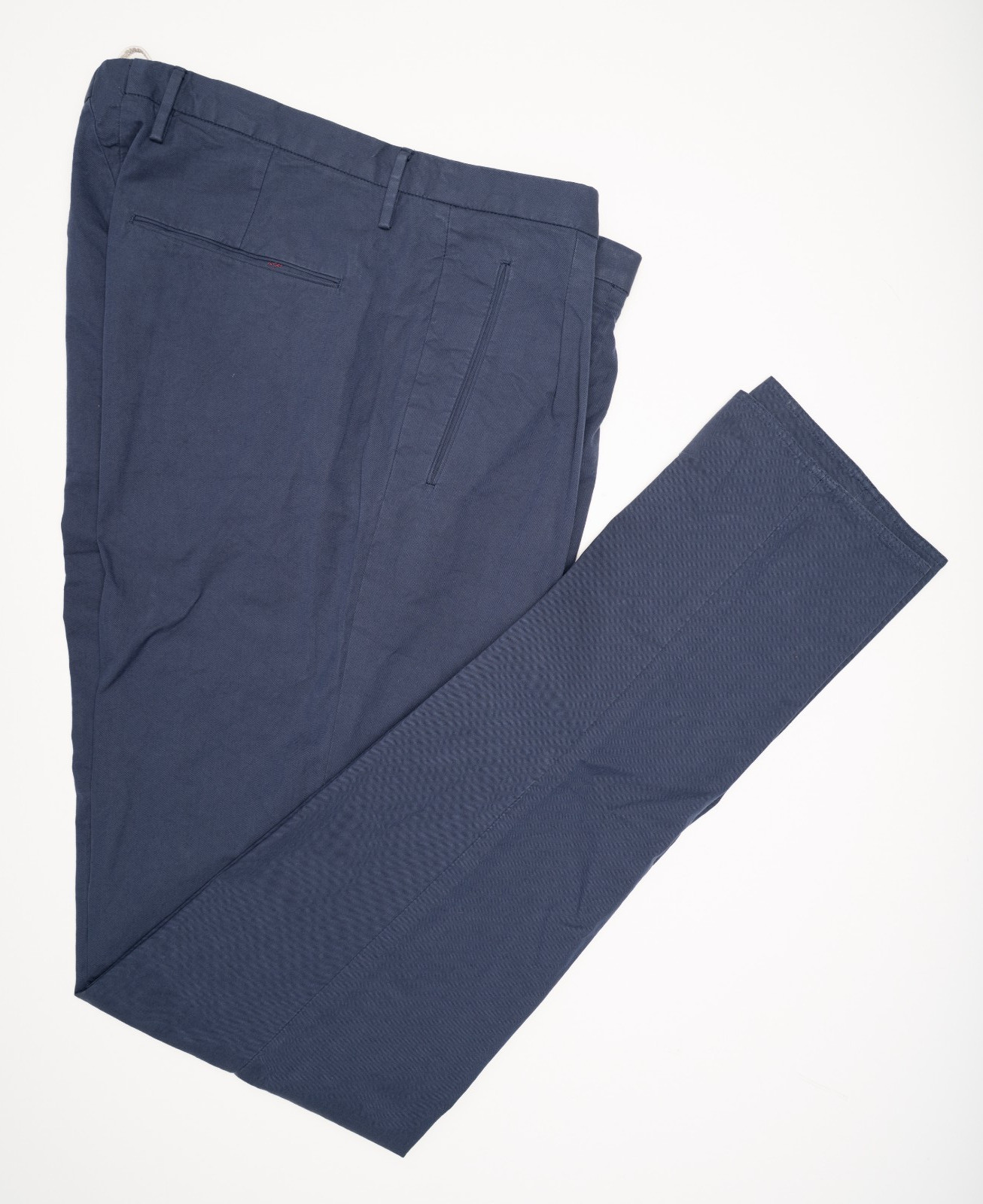INCOTEX Solid Blue Dress Pants Cotton Slim Fit Pleated Front Chino 34 (EU 50)