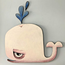 Original artwork signed painting sculpture whale illustration ooak animals water