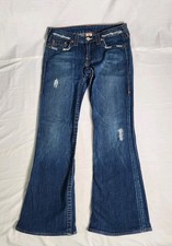 True Religion Jeans Womens 30 Blue Denim Bobby Made In USA Y2K Flare B