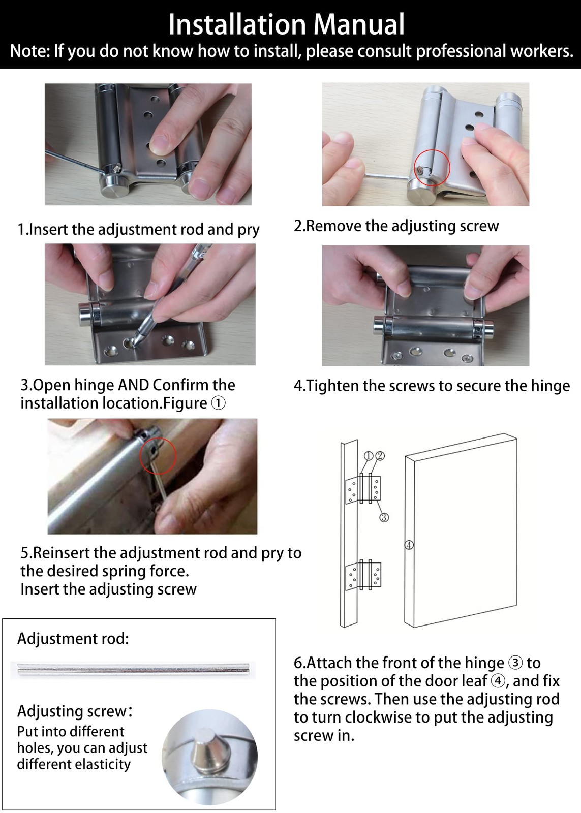 3" Double Action Spring Hinges, Self Closing Door Hinges for Saloon Cafe Pub ...