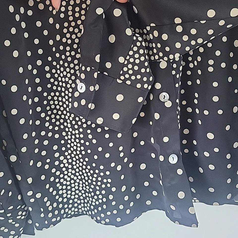 JOHN PAUL RICHARD 女式 XXL 波点黑色领纽扣衬衫 — 第 4/4 张图片