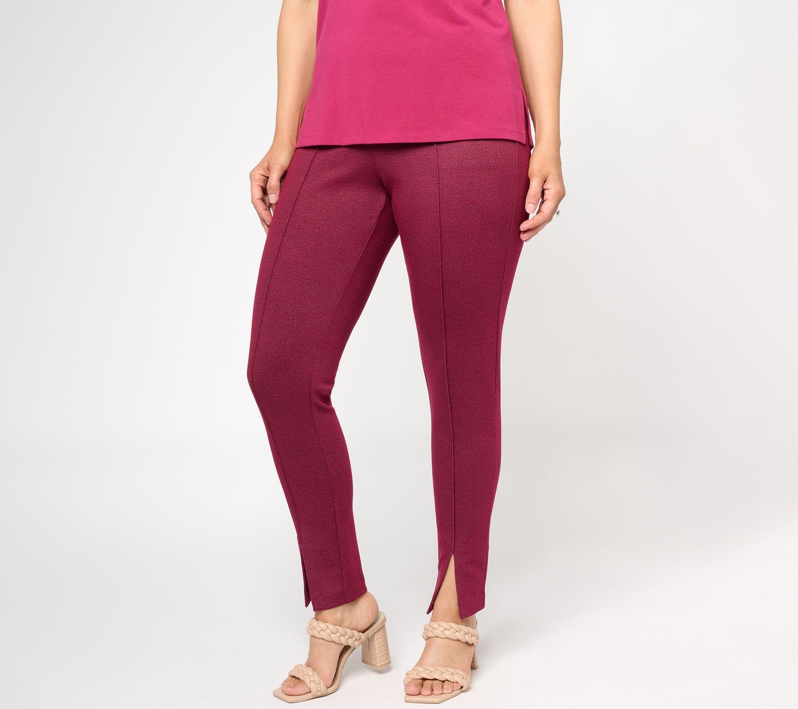 Isaac Mizrahi Live! Women's Pants Sz XS Regular Ponte Pull on Slim Brown A612214