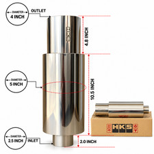Hks Hi-power Exhaust Muffler Oem Inlet 2.5 Outlet 4.0 Chrome Dhl Free Ship