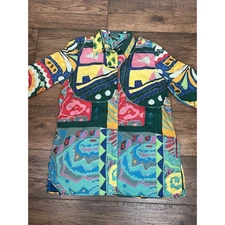 Lauren Ralph Lauren Tunic Shirt Colorful Geometric 3/4 Sleeve Cotton Women’s M