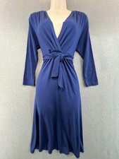 Phase Eight Blue Wrap Midi Dress Stretch Viscose Quiet Luxury UK 12