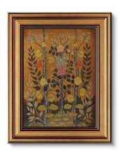 Vintage Gold Framed Wall Art Boho Floral Canvas Art Prints Abstract Botanical...