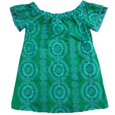 Skies Are Blue Eyelet Off the Shoulder Mini Dress Size Medium Cotton Green Beach
