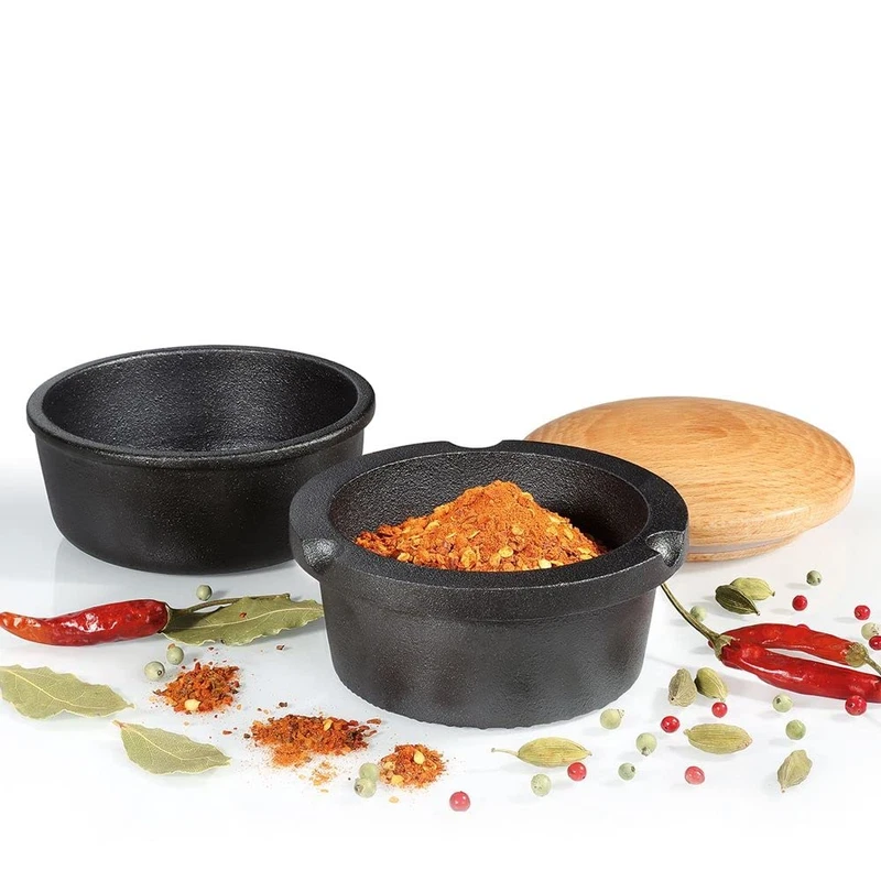 Zassenhaus Cast Iron Spice Grinder Set Beech Wood Lid Spice Mill Herb And Seed