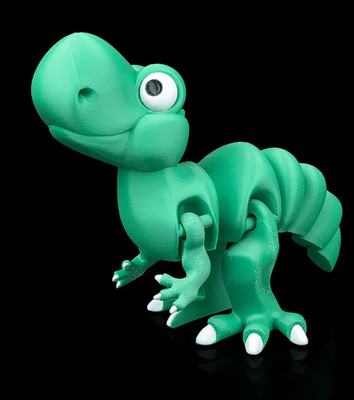   3D Printed Articulated Dinosaur Toy - Posable Figure (Green & White)  