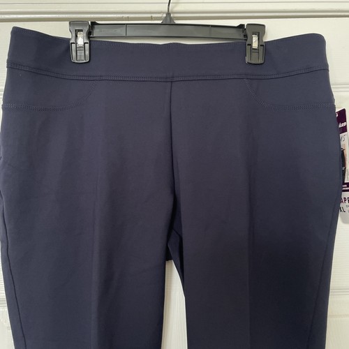 NWT Women's Sz XL (18-20) NYGARD LUXE SLIMS Navy/White Pull On Ponte Knit Capri - Picture 3 of 9