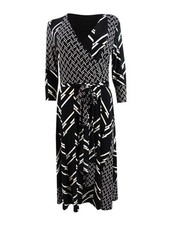 Lauren Ralph Lauren Women's Belted Multi-Print Jersey Dress (4, Black Multi)